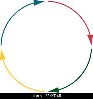 Modello di diagramma ciclico che mostra come un evento cambia in un altro. Illustrazione vettoriale con sfondo trasparente. Illustrazione Vettoriale