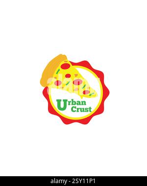 logo emlem per pizza, modello di design per logo pizza, Illustrazione Vettoriale