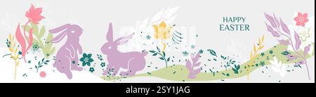 Banner coniglietti di Pasqua Illustrazione Vettoriale