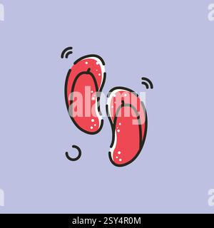 ciabatte icona logo vettoriale lineare minimalista design semplice Illustrazione Vettoriale