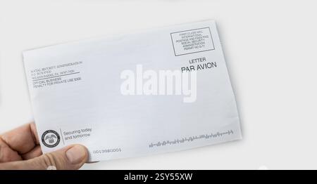 Lettera dell'amministrazione della sicurezza sociale. Survivor pensionistici e assicurazione invalidità Foto Stock