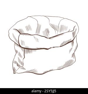 Caffè e spezie sacca in bianco e nero. Design minimalista ed elegante, perfetto per imballaggi, etichette o a tema rustico Illustrazione Vettoriale