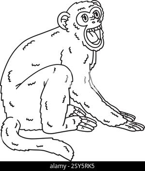 Pagina di colorazione isolata di Rhesus Macaque Monkey Illustrazione Vettoriale