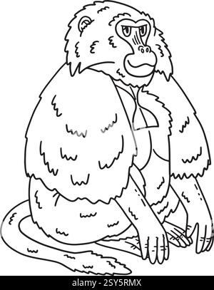 Gelada Monkey Animal isolato colorare pagina Illustrazione Vettoriale