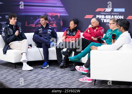 Sakhir, Bahrein. 27 febbraio 2025. Conferenza stampa durante il test del giorno 2. Ahmad al Shehab/Alamy Live News. Foto Stock
