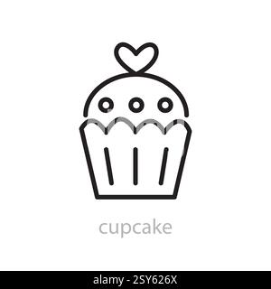 Logo dell'icona muffin della linea illustrazione Vector cupcake Illustrazione Vettoriale