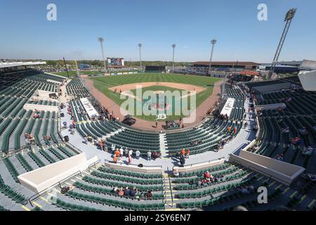 Lakeland FL USA; Una visione generale del campo prima di una partita di allenamento primaverile della MLB tra i Detroit Tigers e i Minnesota Twins al Publix Field al Joker Marchant Stadium. I Twins batterono i Tigers 4-0. (Kim Hukari/immagine dello sport) Foto Stock