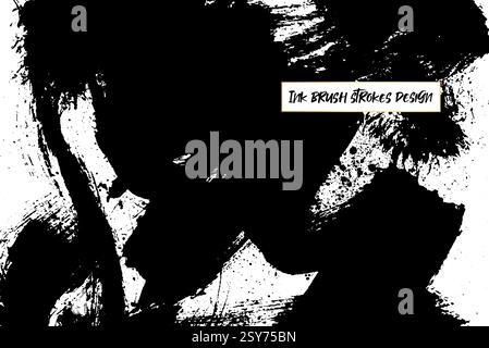 Il pennello inchiostro traccia lo sfondo. Pennello grunge traccia lo sfondo. Grunge sfondo texture. Texture grunge bianco e nero astratto. Tratto pennello vettoriale Illustrazione Vettoriale