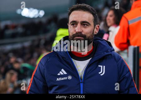 Torino, Italia. 26 febbraio 2025. Carlo Pinsoglio della Juventus FC guarda durante i quarti di finale di Coppa Italia 2024/25 tra Juventus FC e Empoli FC all'Allianz Stadium crediti: dpa/Alamy Live News Foto Stock