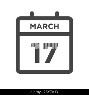 17 marzo giorno di calendario o Data calendario per scadenza e appuntamento Illustrazione Vettoriale