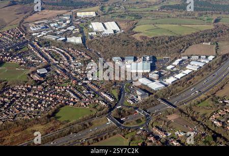 Vista aerea di Capitol Park, Dodworth, Barnsley con Fall Bank Industrial Estate e Dodworth Business Park sullo sfondo Foto Stock