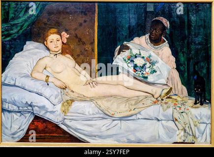 Olympia, Edouard Manet (1832-1883),1863, olio su tela, Museo d'Orsay, Francia, Europa occidentale Foto Stock