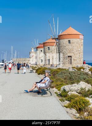 Una foto dei mulini a vento di Rodi. Foto Stock
