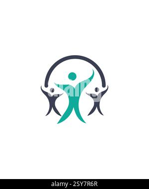 logo medico di famiglia, design del logo medico di persone Illustrazione Vettoriale