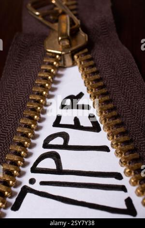 Zip fondo texture di zipper slider. Hobby concetto diy Foto Stock