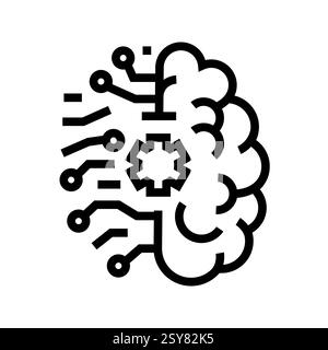 Icona della linea nera di Deep Learning Illustrazione Vettoriale