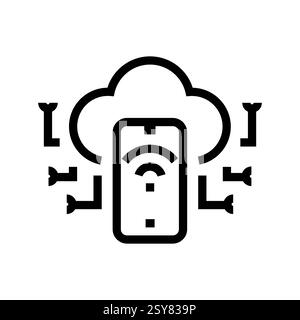 Icona della linea nera IOT Illustrazione Vettoriale