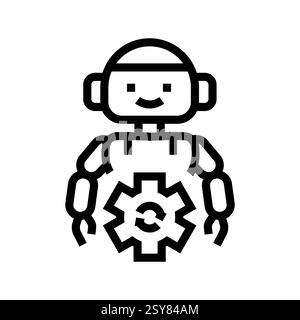 Icona della linea nera dell'automazione dei processi Illustrazione Vettoriale