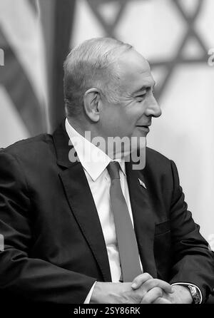 Benjamin Netanyahu. Ritratto del primo ministro di Israele, Benjamin Netanyahu (nato nel 1949) nel 2023 Foto Stock