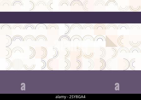Elegante design moderno con archi e ricche strisce viola su una tela leggera Illustrazione Vettoriale