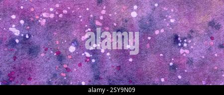 Astratto arte sfondo viola scuro e blu colori. Pittura ad acquerello su tela con sfumatura morbida di lavanda. Frammento di artwork su carta con violo Foto Stock