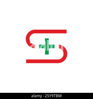 lettera s più il vettore del logo colorato semplice medico Illustrazione Vettoriale