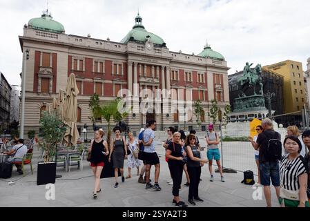 Il Museo Nazionale della Serbia in Piazza della Repubblica nella città vecchia di Belgrado, Serbia. Foto Stock