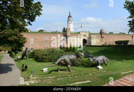 Il parco Dino nel parco Kalemegdan a Belgrado, Serbia. Foto Stock