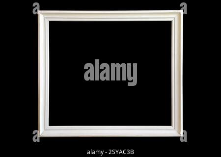 Telaio in legno bianco pannello vuoto minimo clip per sfondo nero isolata pulita, minimalista e moderno Foto Stock