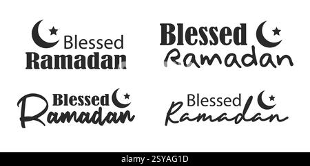 Design di testo benedizione Ramadan per t-shirt. Tipografia Ramadan e design lunare. Illustrazione Vettoriale