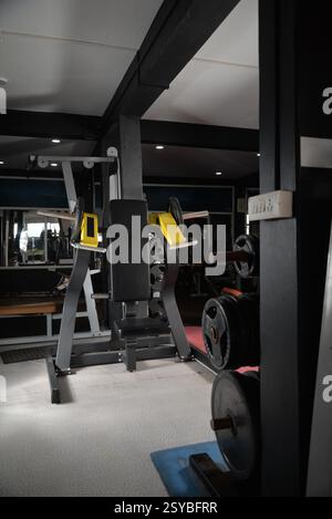 Macchinari pesanti per la palestra all'interno di una stanza Foto Stock