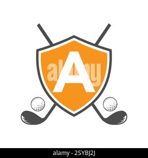 Logo Monogram lettera A Golf Club Design, modello Symbol Vector League e golf Illustrazione Vettoriale