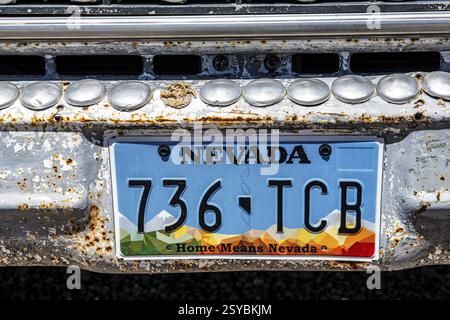 Targa auto, Goldfield, Nevada, Stati Uniti, Nord America Foto Stock