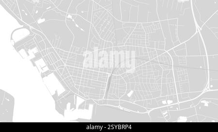 Sfondo mappa Esbjerg, Danimarca, poster bianco e grigio chiaro della città. Mappa vettoriale con strade e acqua. Proporzioni widescreen, roadmap digitale con design piatto Illustrazione Vettoriale