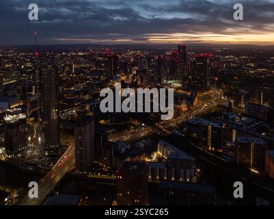 Alba su Manchester Deansgate Square e Castlefield Foto Stock