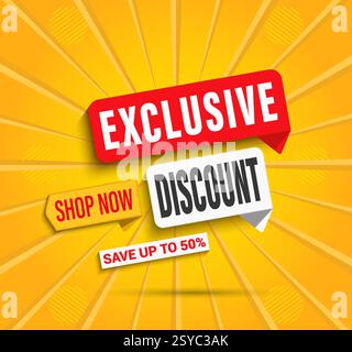 Banner Web di vendita modello di design victor. Sconto esclusivo, vendita Flash, Mega offerta con barra multifunzione realistica. Prezzo offerta speciale del prodotto . Illustrazione Vettoriale