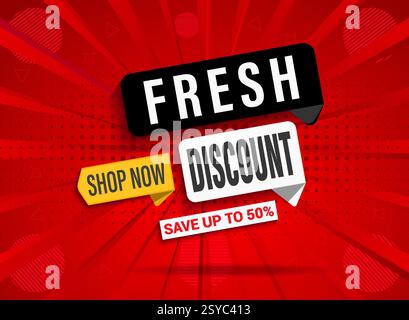 Banner Web di vendita modello di design victor. Sconto esclusivo, vendita Flash, Mega offerta con barra multifunzione realistica. Prezzo offerta speciale del prodotto . Illustrazione Vettoriale