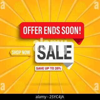 Banner Web di vendita modello di design victor. Sconto esclusivo, vendita Flash, Mega offerta con barra multifunzione realistica. Prezzo offerta speciale del prodotto . Illustrazione Vettoriale