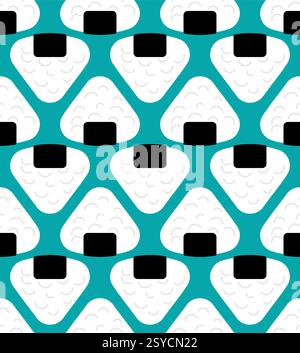 Motivo a onigiri senza cuciture. Piatto cinese, riso con ripieni sullo sfondo Illustrazione Vettoriale