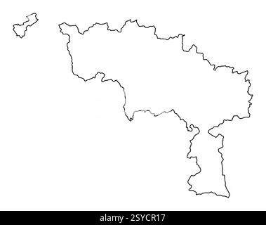 Mappa di profilo della provincia di Hainaut isolata su sfondo bianco, Belgio Illustrazione Vettoriale