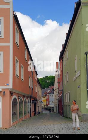 LANDSBERG AM LECH, GERMANIA - Vista di Landsberg am Lech, una città medievale sul fiume Lech nel sud-ovest della Baviera, Germania, vicino a Monaco. Foto Stock