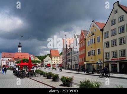 LANDSBERG AM LECH, GERMANIA - Vista di Landsberg am Lech, una città medievale sul fiume Lech nel sud-ovest della Baviera, Germania, vicino a Monaco. Foto Stock
