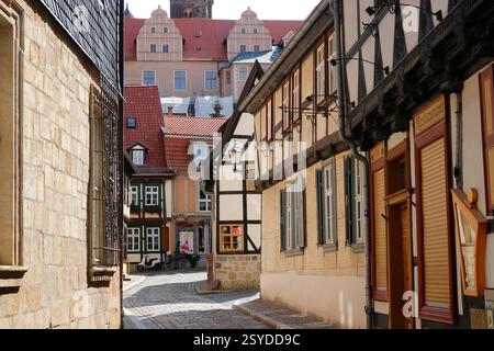 Impressionen: Fachwerkhaus, Quedlinburg (nur fuer redaktionelle Verwendung. Keine Werbung. Referenzdatenbank: http://www.360-berlin.de. © Jens Knappe. Foto Stock