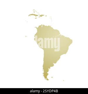 Mappa del Sud America, insegna silhouette. Mappa del mondo Globe. Illustrazione vettoriale isolata su sfondo bianco. Continente latino-americano. Illustrazione Vettoriale