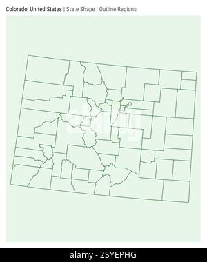 Colorado, Stati Uniti. Semplice mappa vettoriale. Stato forma. Stile regioni contorno. Confine del Colorado. Illustrazione vettoriale. Illustrazione Vettoriale