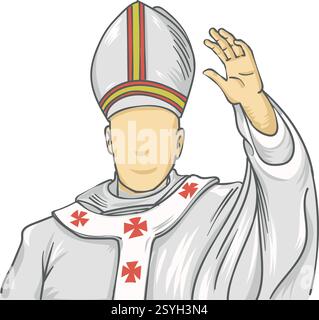 Saluto in stile piatto del Papa cristiano. Illustrazione vettoriale Illustrazione Vettoriale
