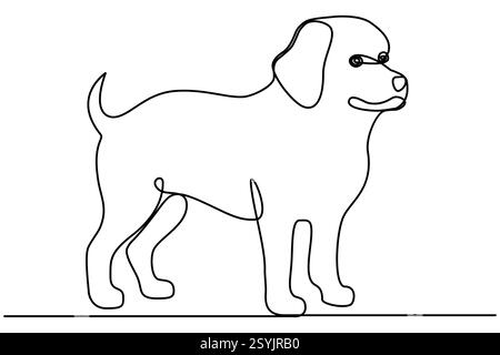 Illustrazione vettoriale a linea singola continua di un cane del design della silhouette Illustrazione Vettoriale