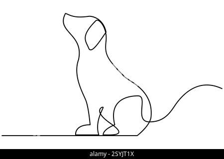 Illustrazione vettoriale a linea singola continua di un cane del design della silhouette Illustrazione Vettoriale