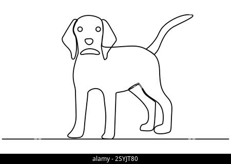 Illustrazione vettoriale a linea singola continua di un cane del design della silhouette Illustrazione Vettoriale