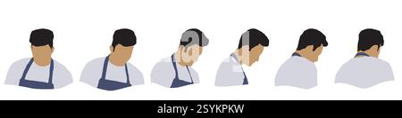 Testa umana concettuale isolata su sfondo bianco come avatar astratto come set o banner di raccolta per il concetto di social design. Primo piano umano anonimo Illustrazione Vettoriale